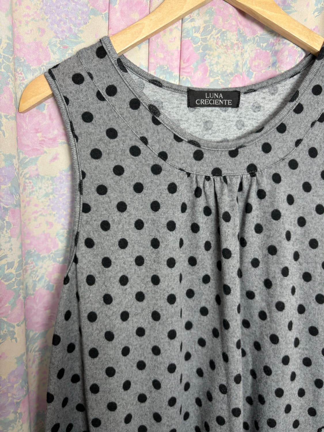 그레이 도트 민소매 원피스 상품이미지5