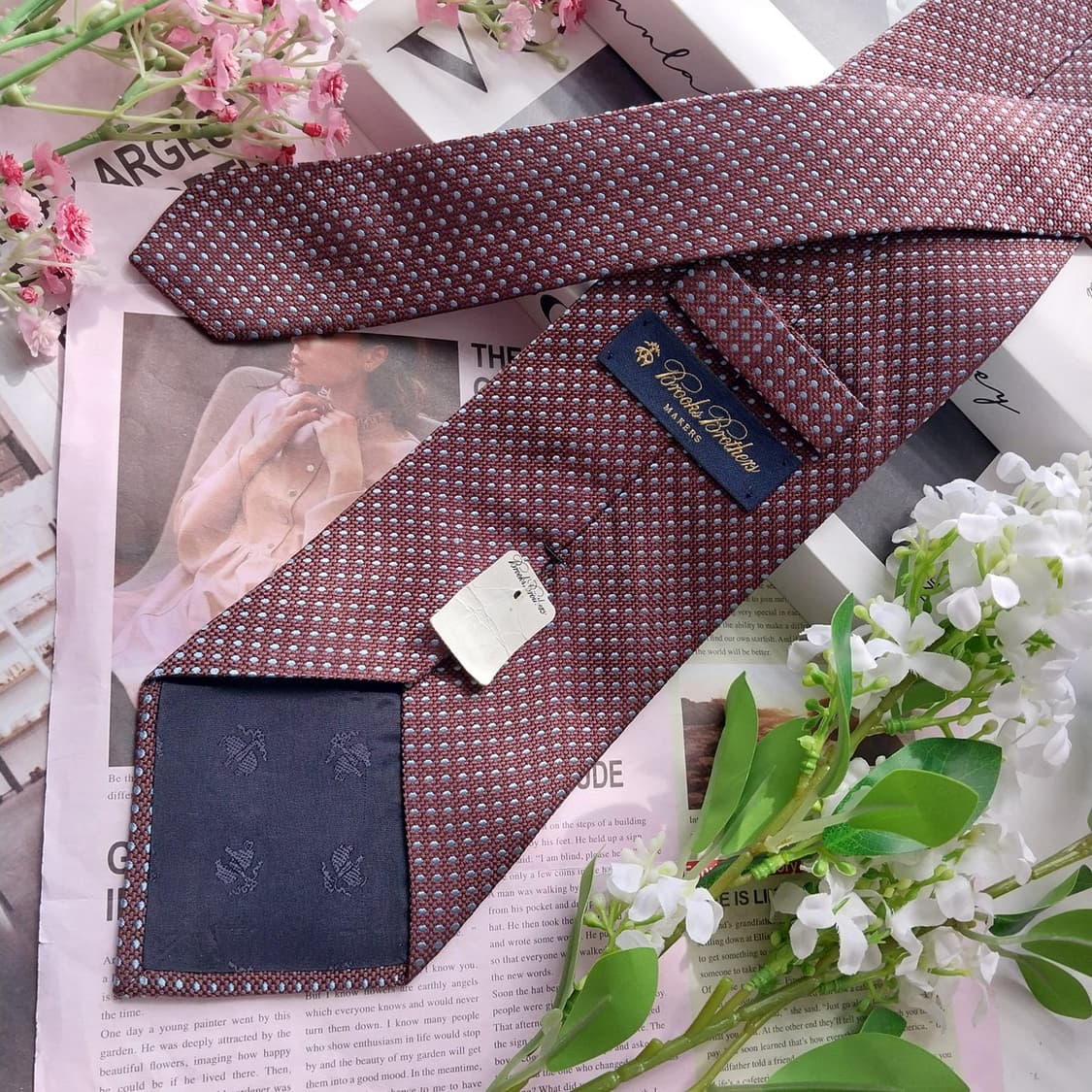 브룩스브라더스 브라운 도트 패턴 넥타이 10.1cm A등급 K2447 상품이미지5