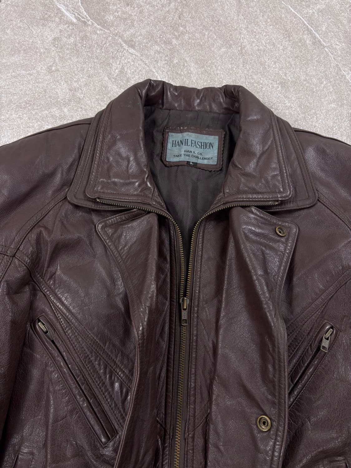 Vintage Leather Bomber Jacket    상품이미지4