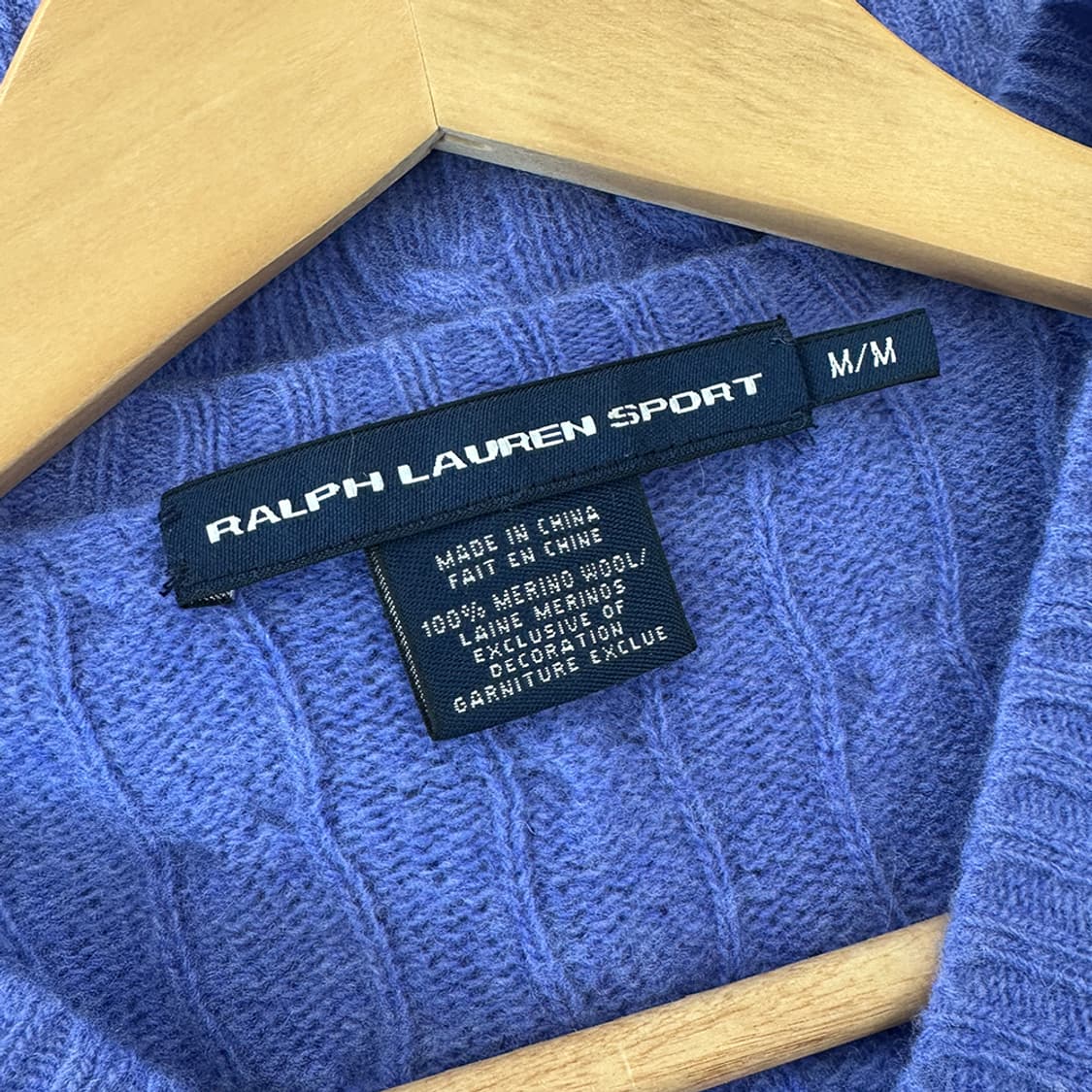 폴로 랄프로렌 메리노울 100% 케이블 브이넥 니트 스웨터 여성 M 상품이미지4