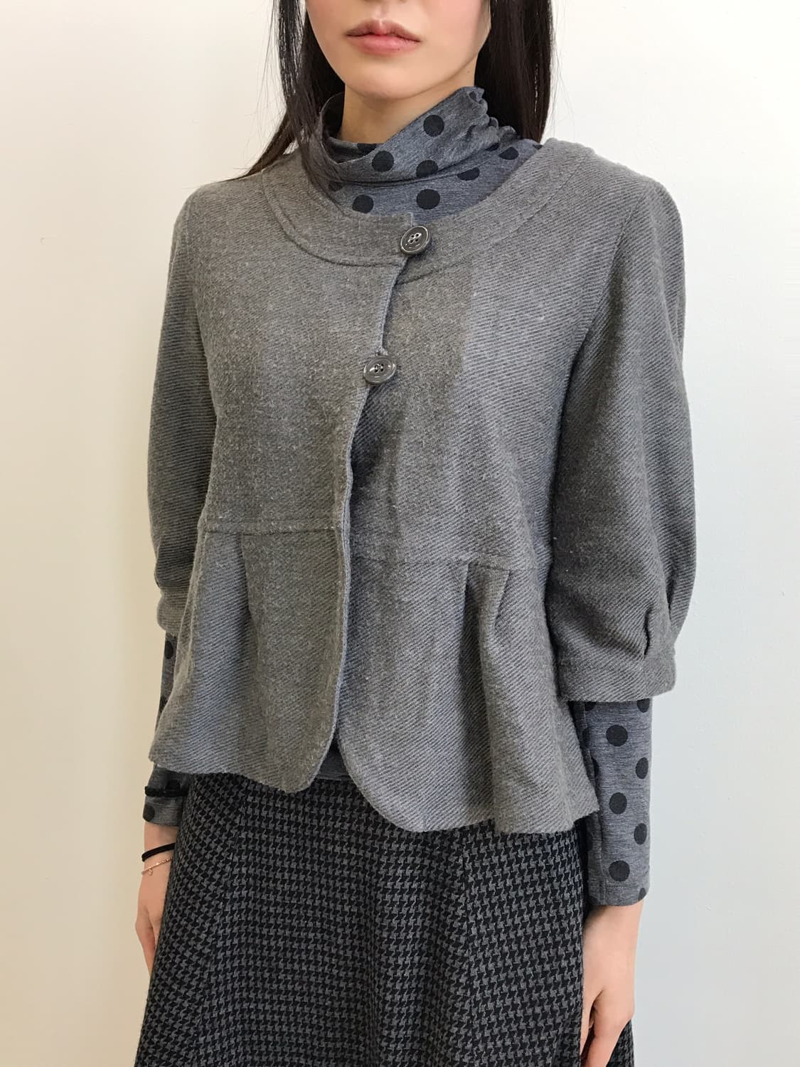 jpn Grey Flared Knit Cardigan 상품이미지2