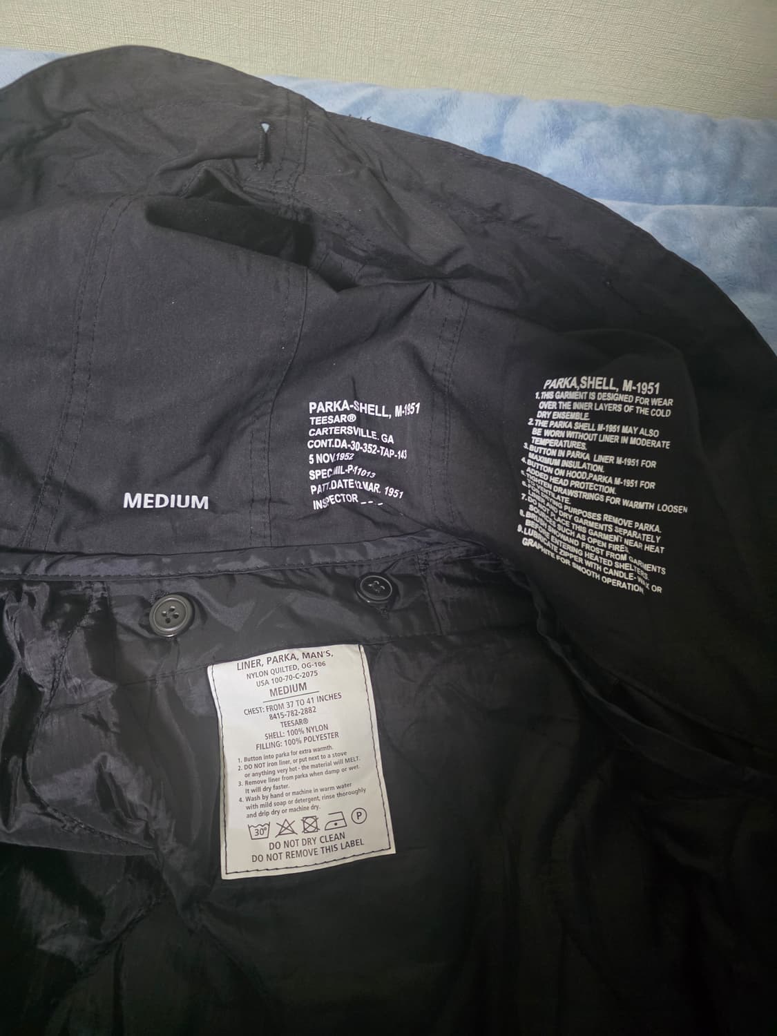 밀텍 M51 피쉬테일 파카 M 블랙 팝니다. 상품이미지3