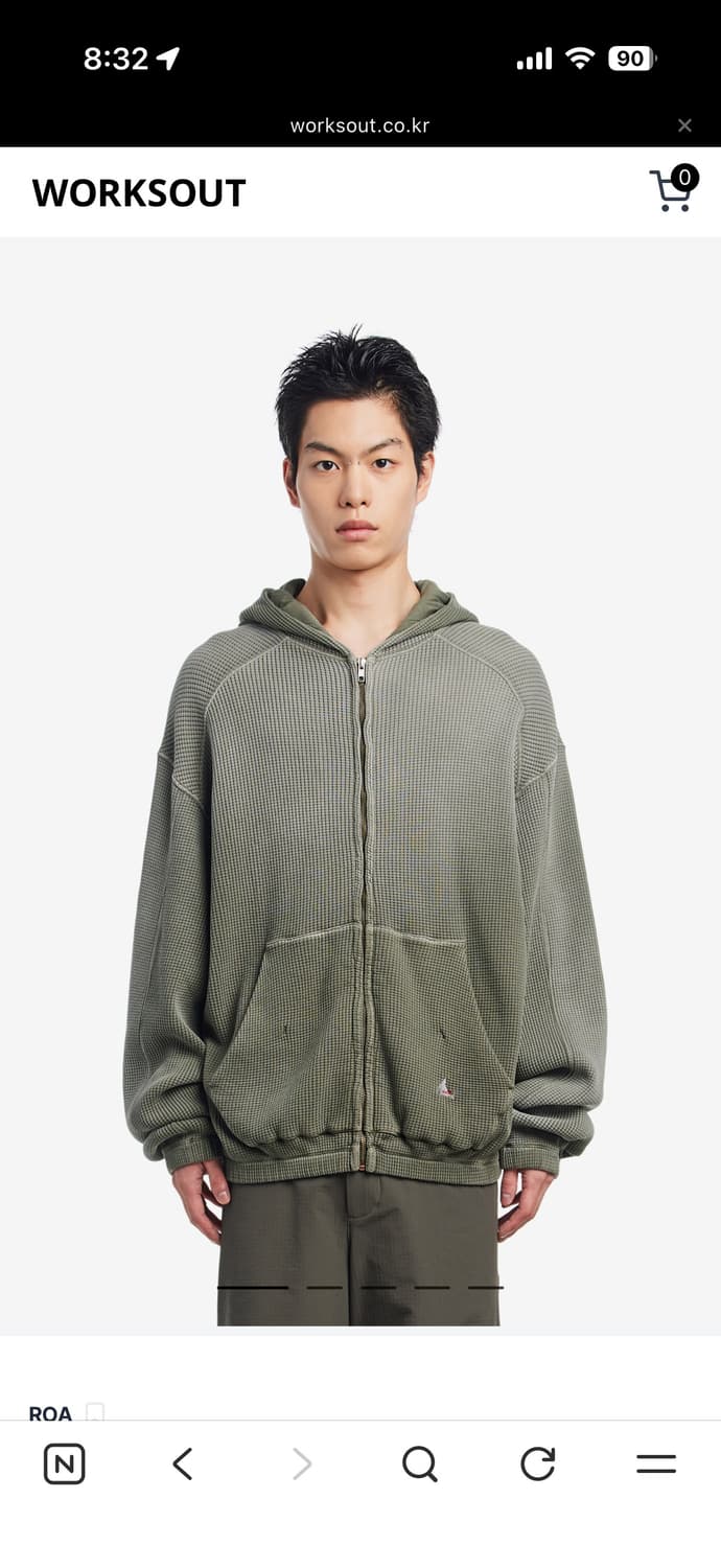 로아 BEE SUN FADED WAFFLE ZIP UP HOODIE  상품이미지2