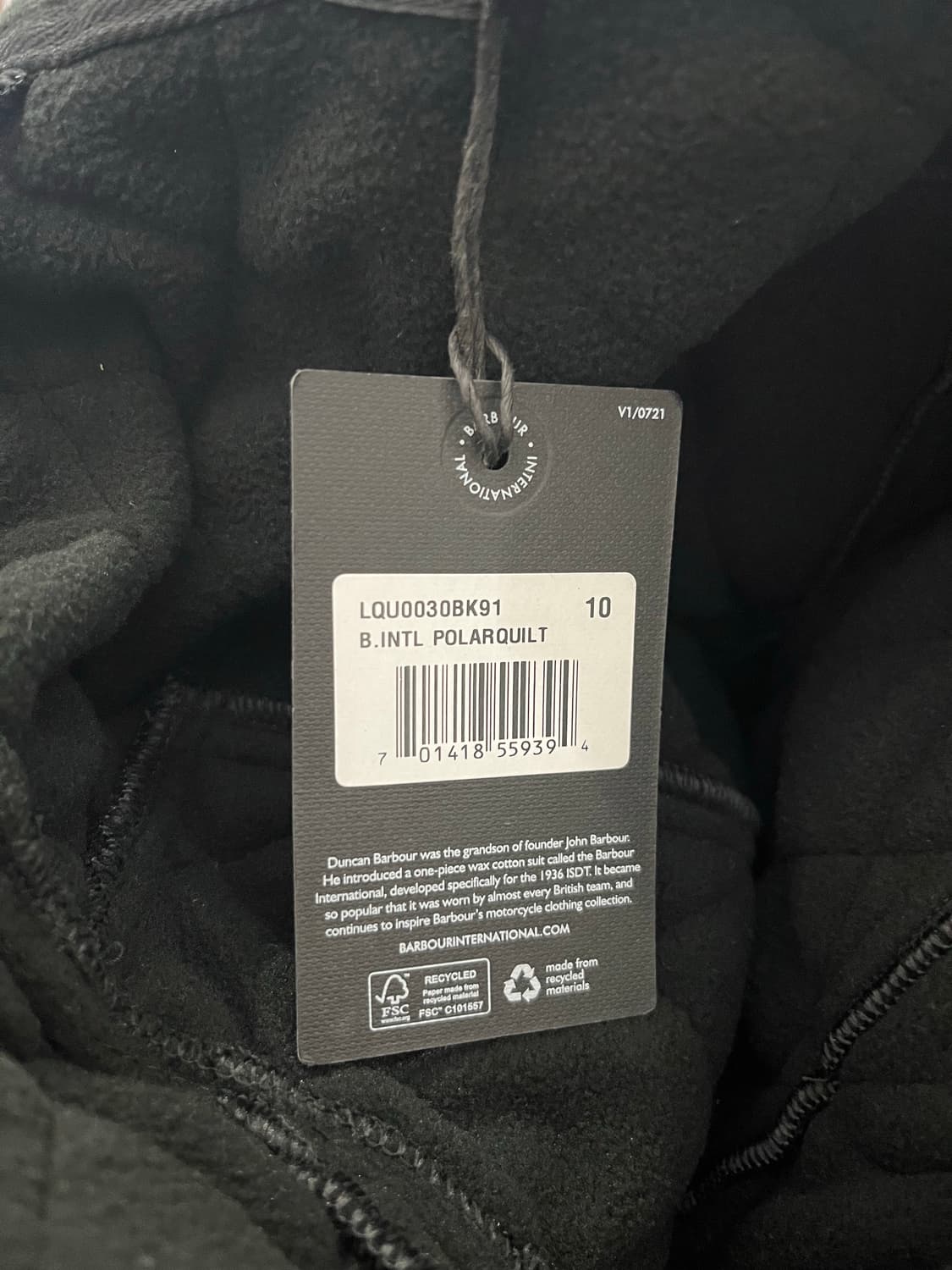 Barbour 바버 인터내셔널 폴라 퀼트 자켓 블랙  상품이미지4