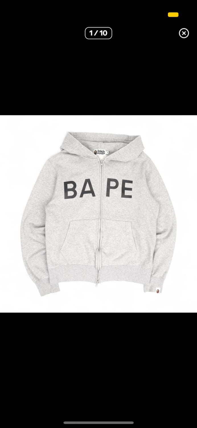 베이프 로고 매드사루 헤더 그레이 후드집업 상품이미지1