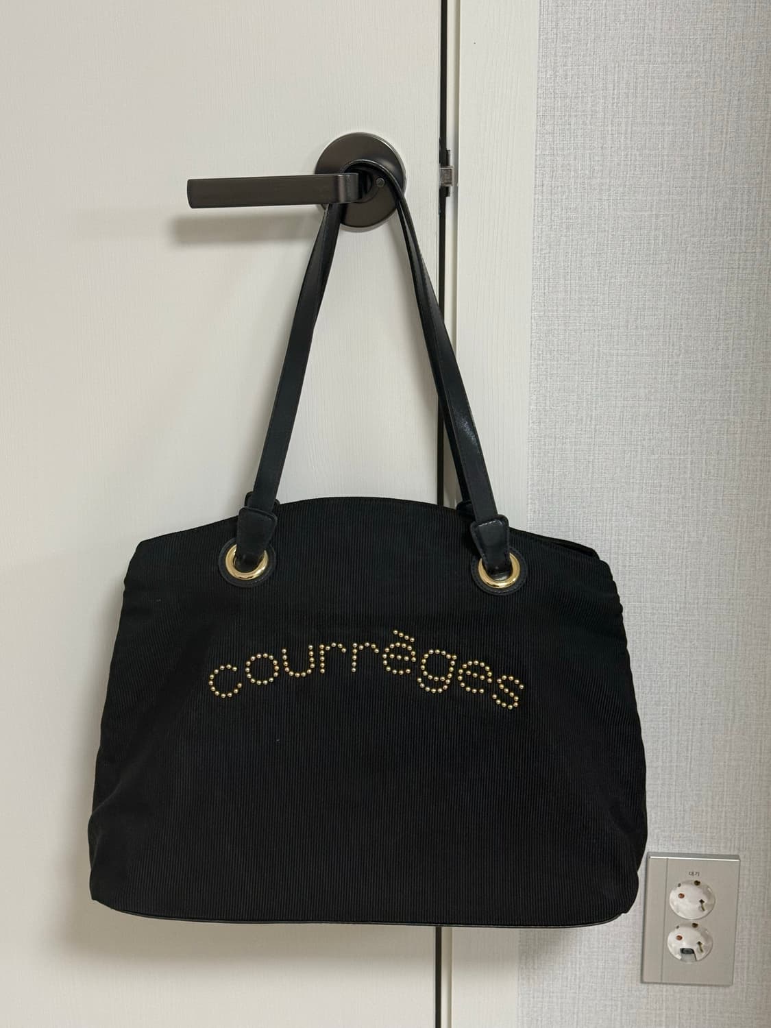 꾸레쥬 코듀로이 빈티지 토트백 블랙 상품이미지1