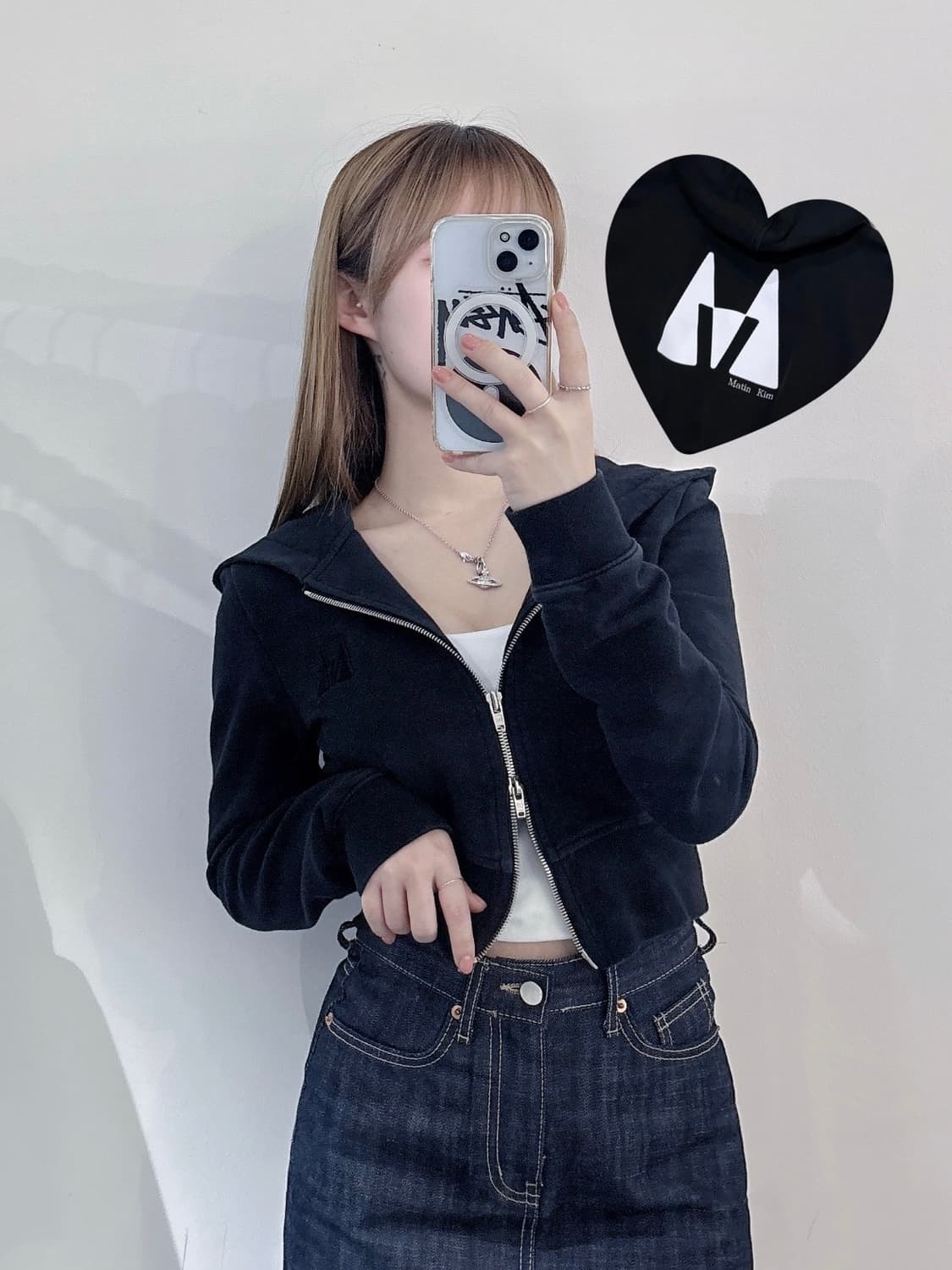 마땡킴 크롭 투웨이 후드집업 상품이미지1