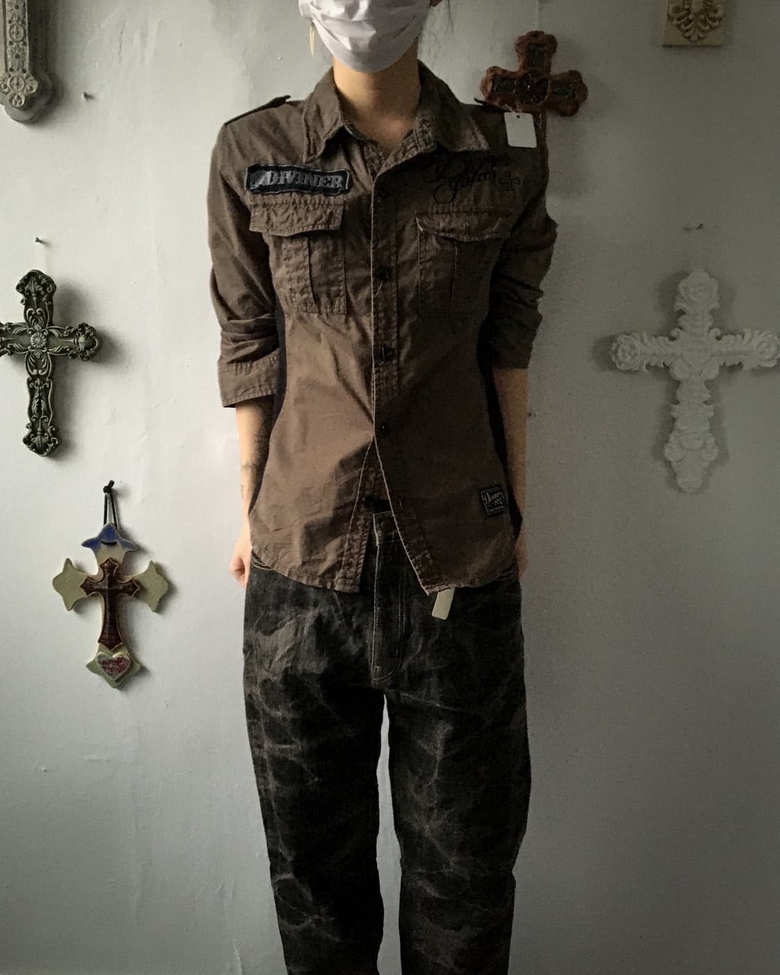 Patch needle work point shirt 상품이미지1