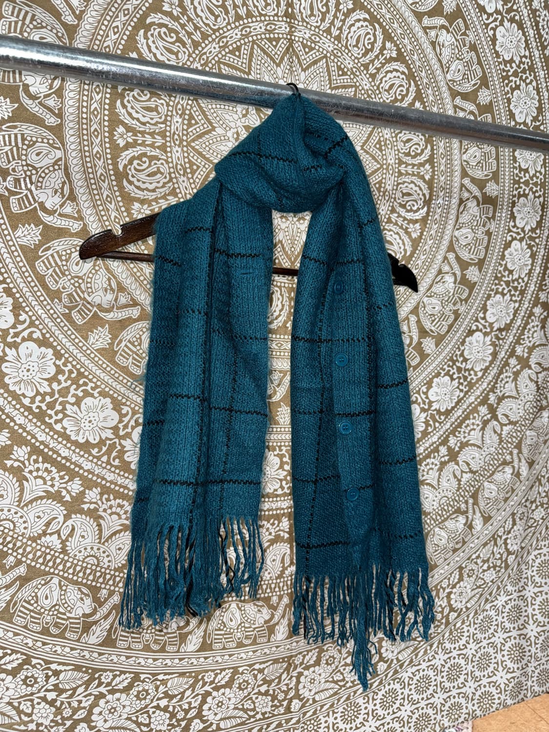 빈티지 체크 버튼 디테일 머플러 목도리 상품이미지2