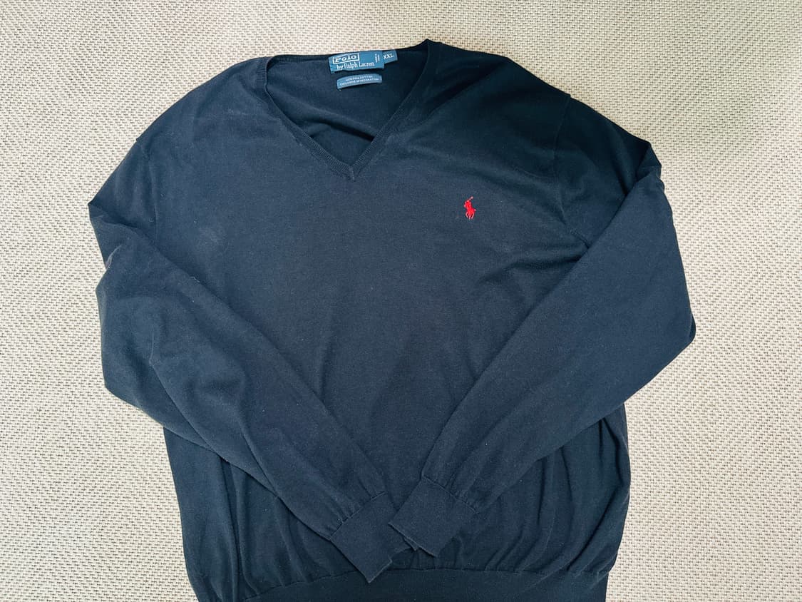 (빈티지)폴로 랄프로렌 블랙 V넥 니트 XXL 상품이미지1