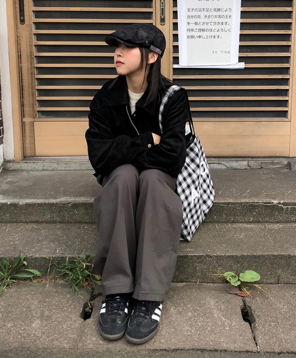 빈티지 가죽 헌팅캡 블랙 상품이미지3