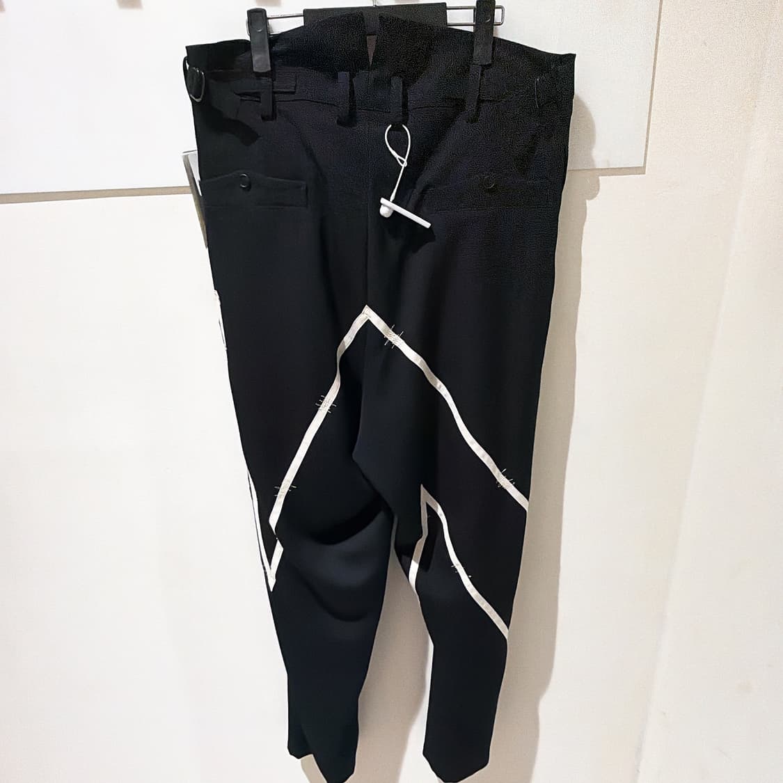 (정품/새상품) 요지 야마모토 뿌르 옴므 남성 블랙 테이핑 팬츠  상품이미지4