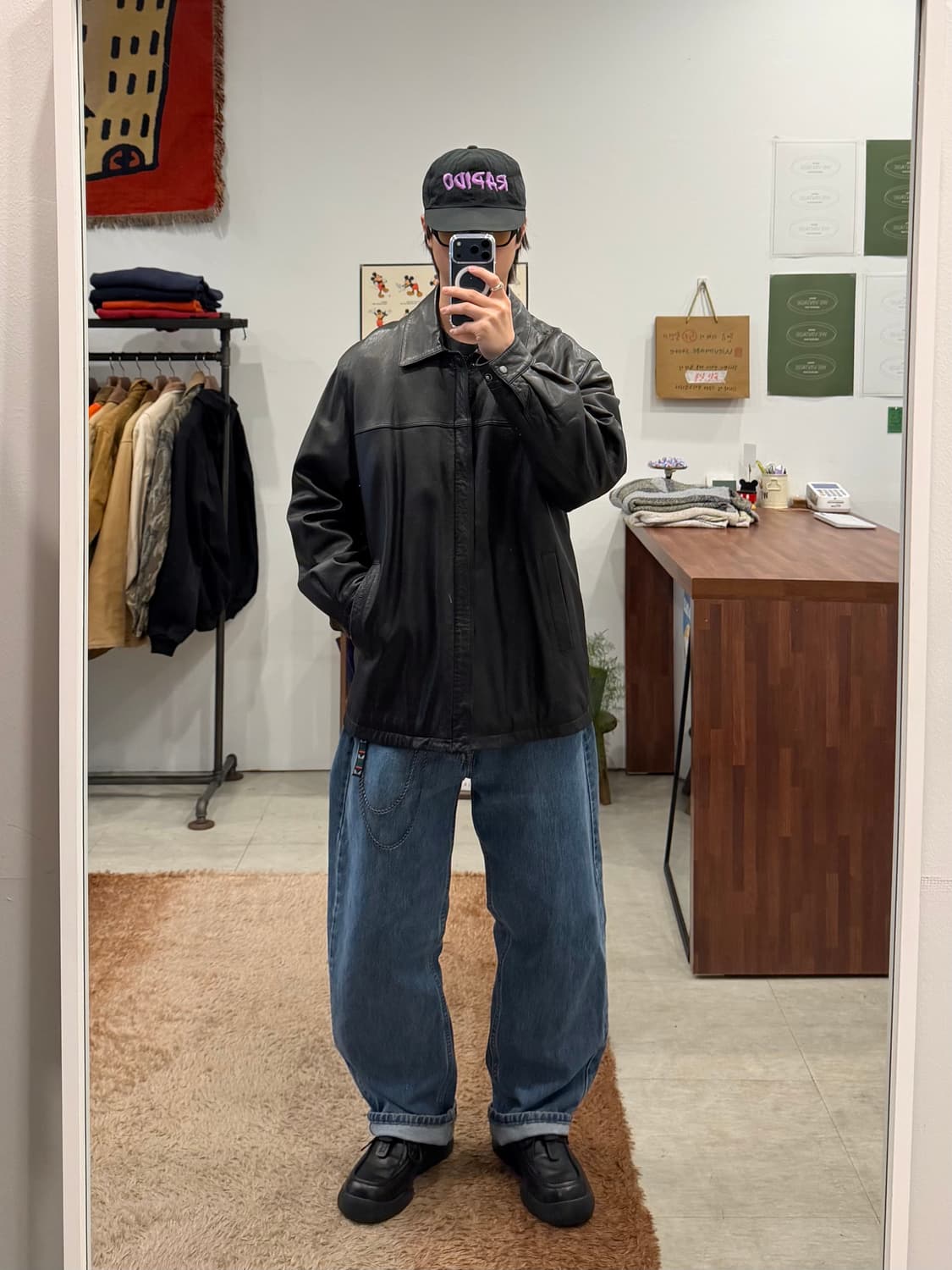 00s Idian 빈티지 쉽스킨 레더 카코트 상품이미지3