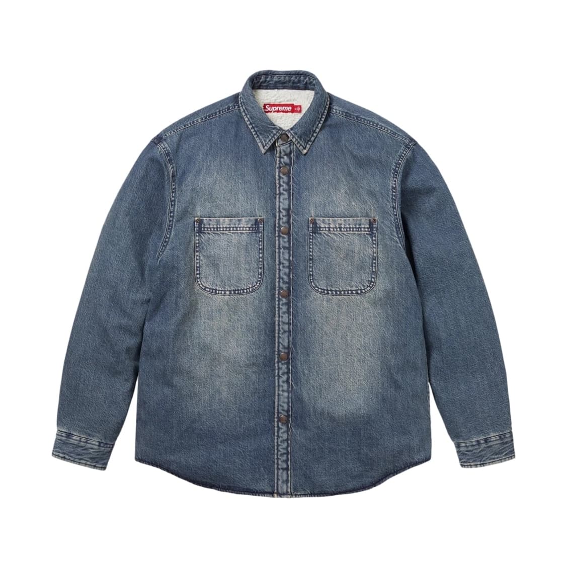 슈프림 셔링 라인드 데님 워크 셔츠 워시드 인디고 상품이미지5