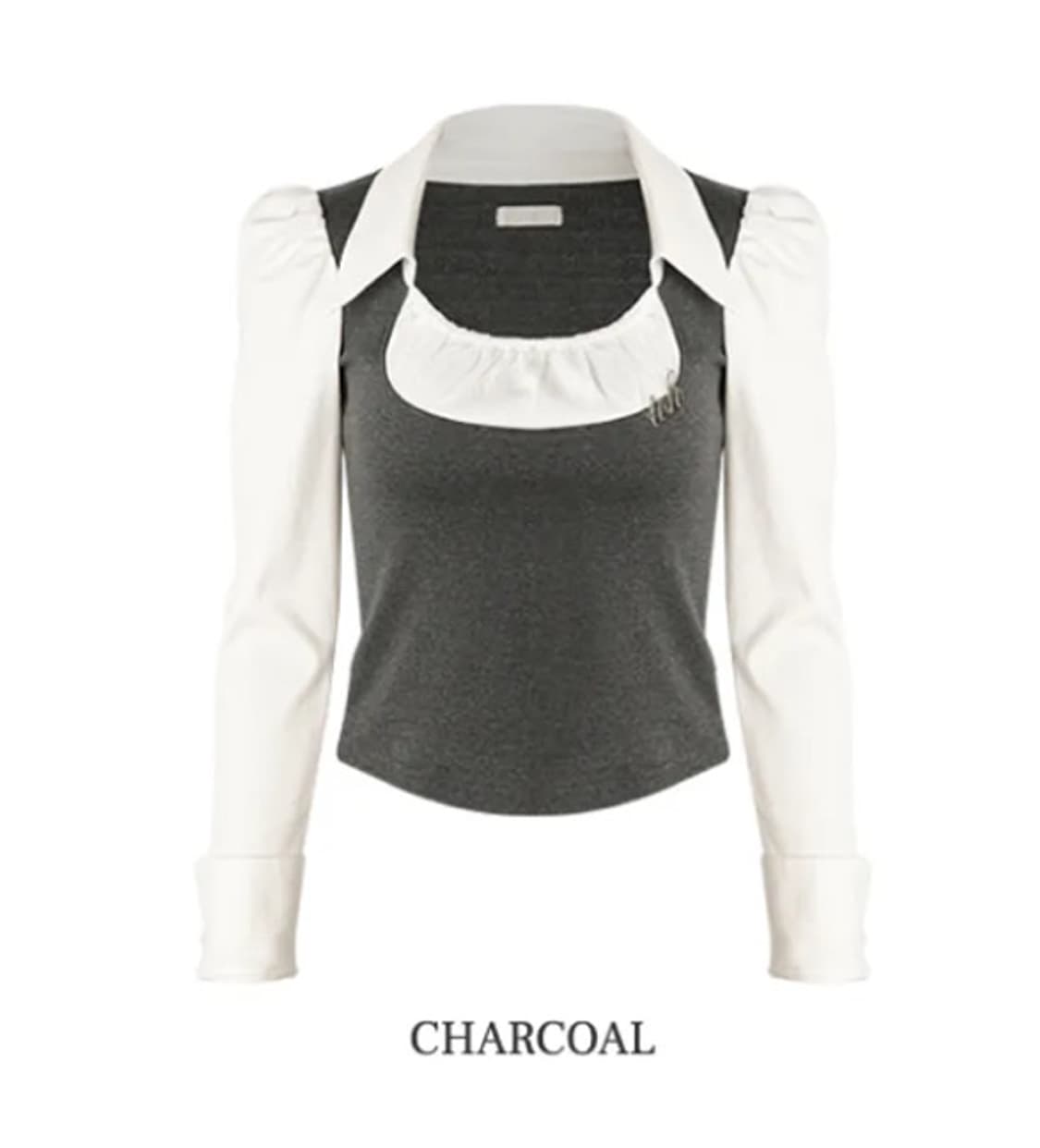 티오에이치 돌리 블라우스/스커트 차콜 세트 상품이미지2