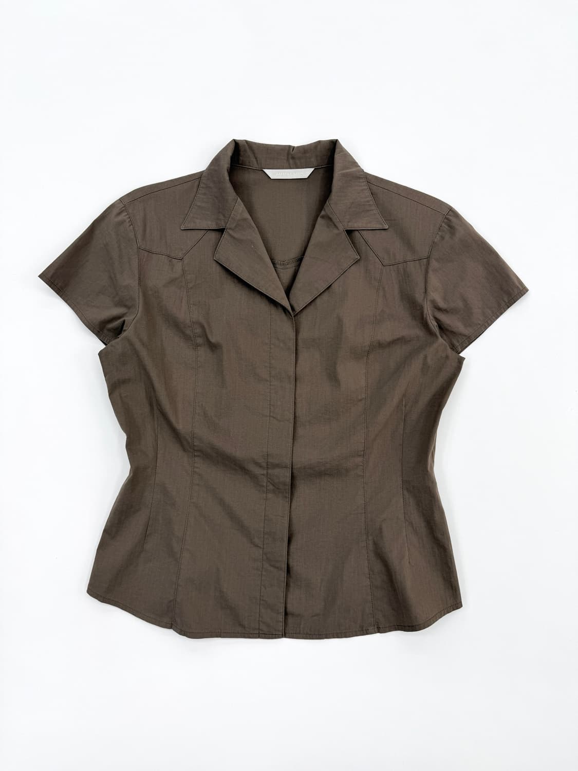 빈티지 브라운 캡소매 라인 셔츠 상품이미지1