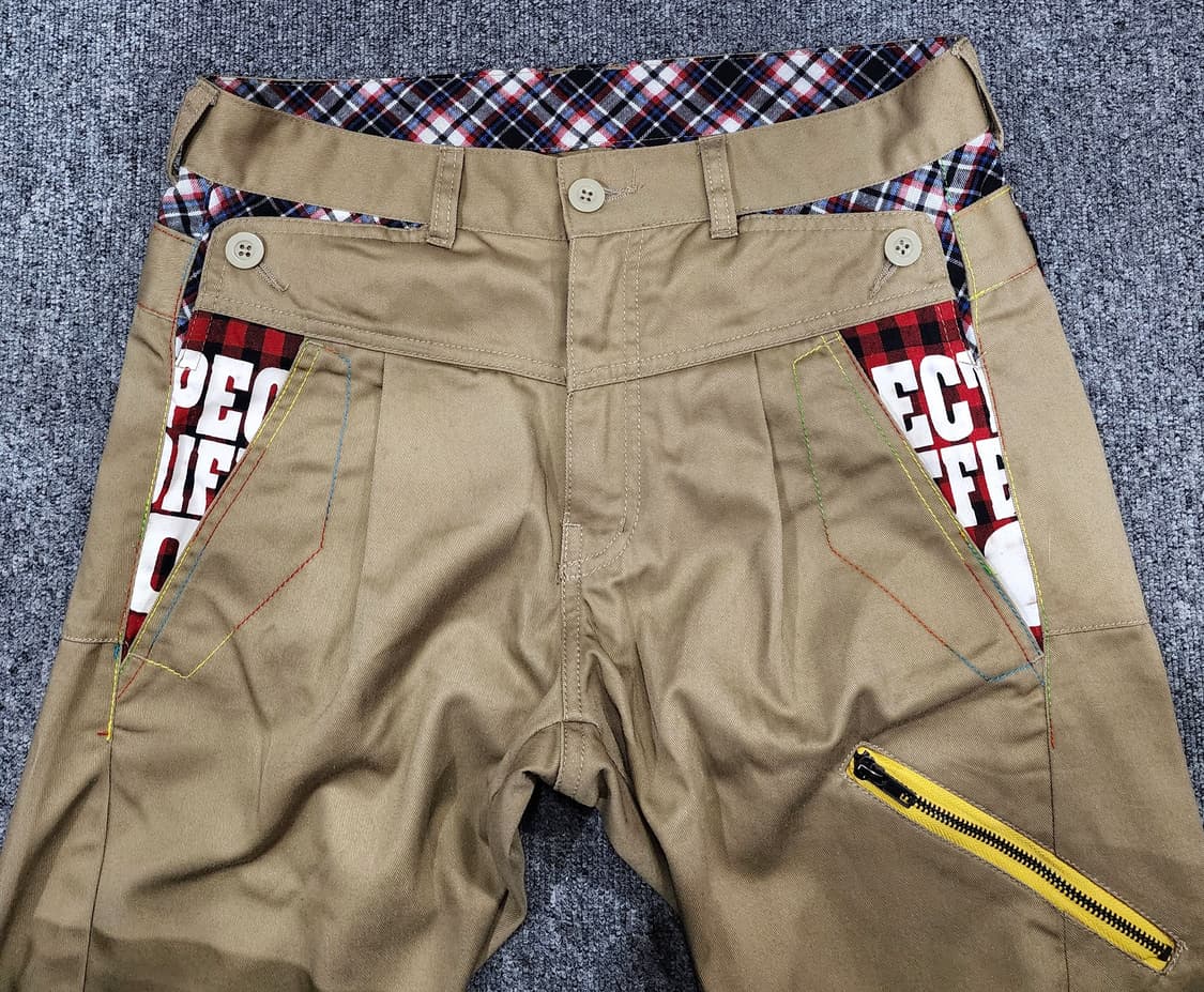 빈티지 재팬 체크 패턴 레이어드 치노 하프 팬츠 반바지 상품이미지4