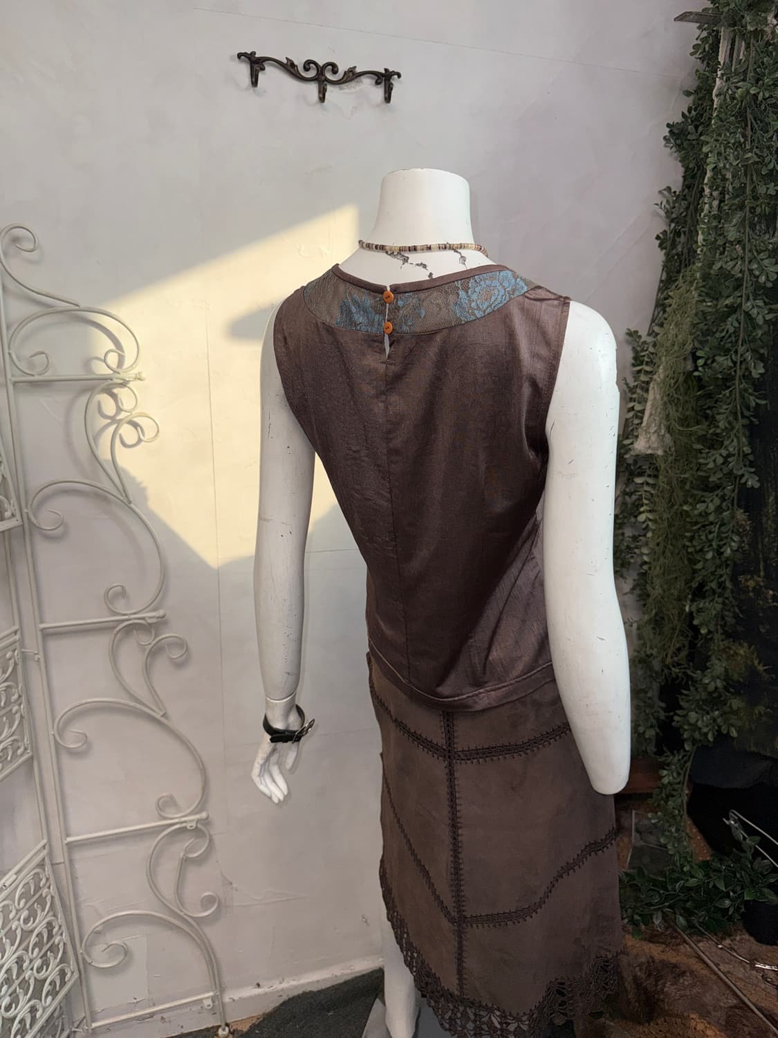 Blue brown oriental shirring sleeveless 상품이미지8