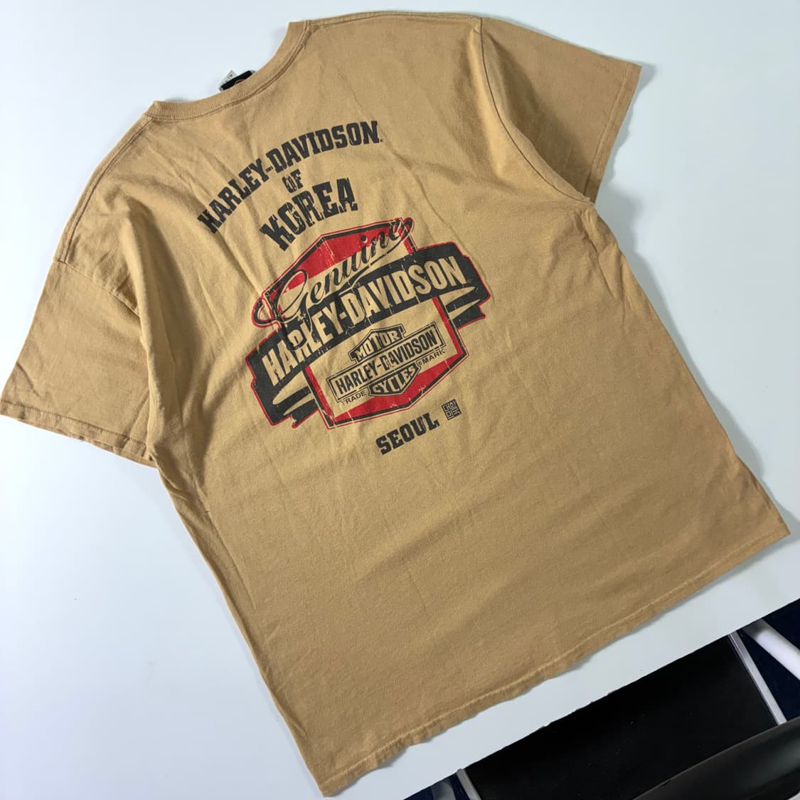 Harley davidson  할리데이비슨 모터사이클 베이지 반팔 티셔츠 상품이미지3