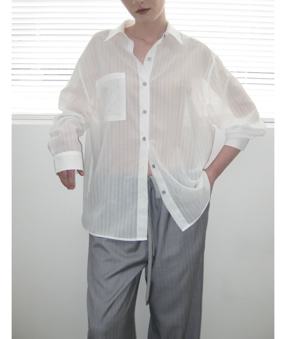카셀 CACELE STRIPE SHEER SHIRTS cos 상품이미지3