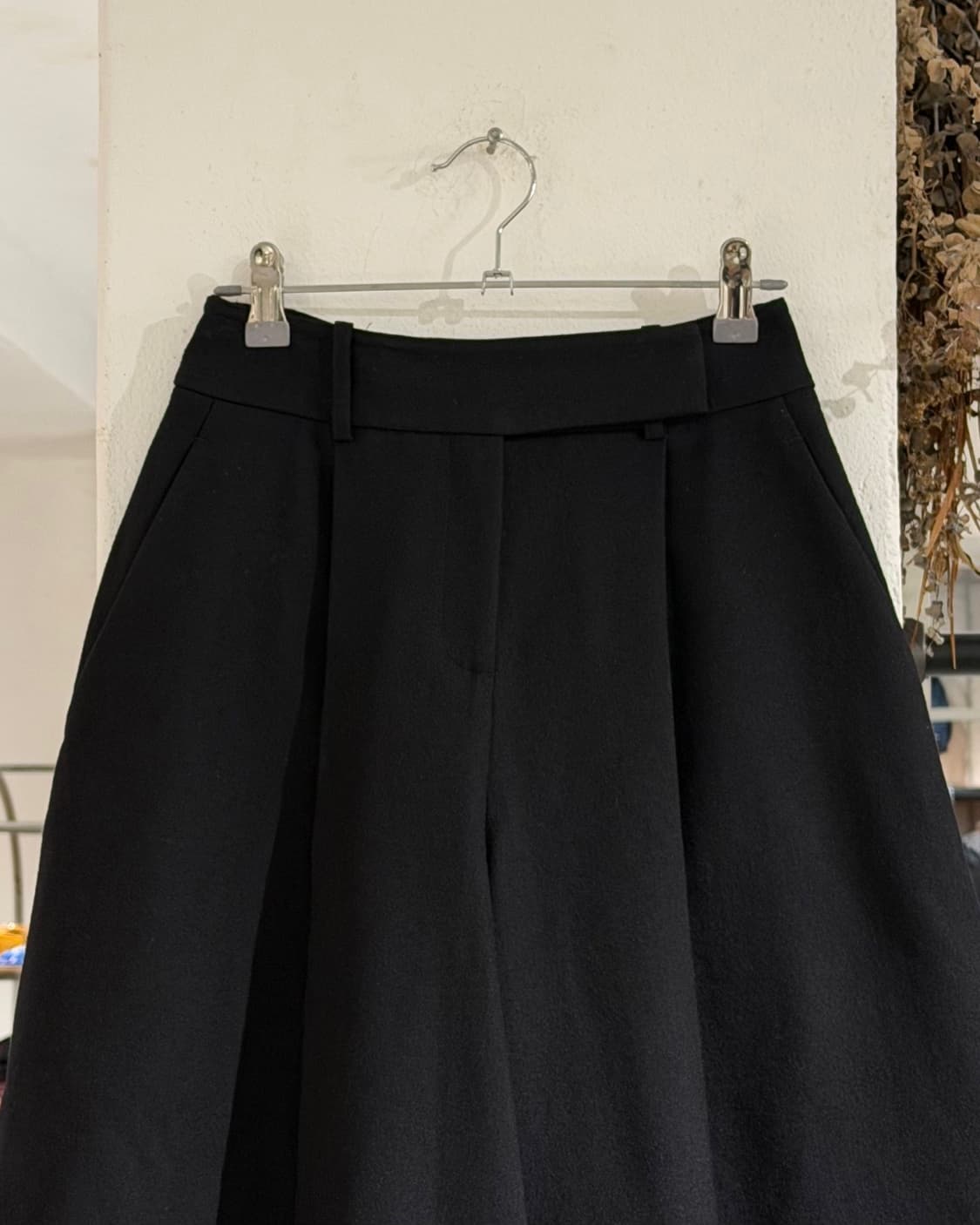 질샌더 네이비 블랙 핀턱 미디 와이드 팬츠 상품이미지2