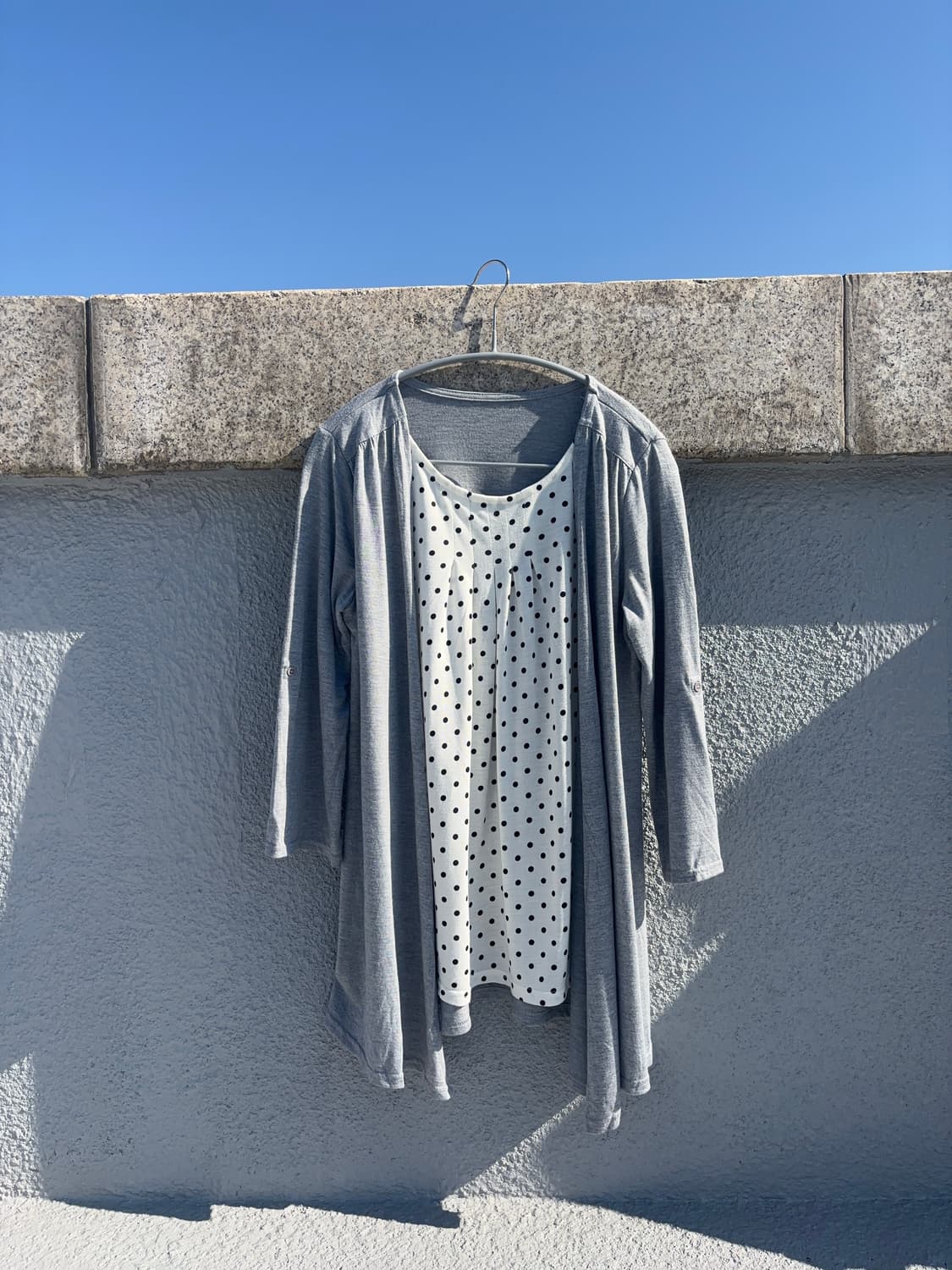 땡땡이 터크 가디건 레이어드 티셔츠 상품이미지2