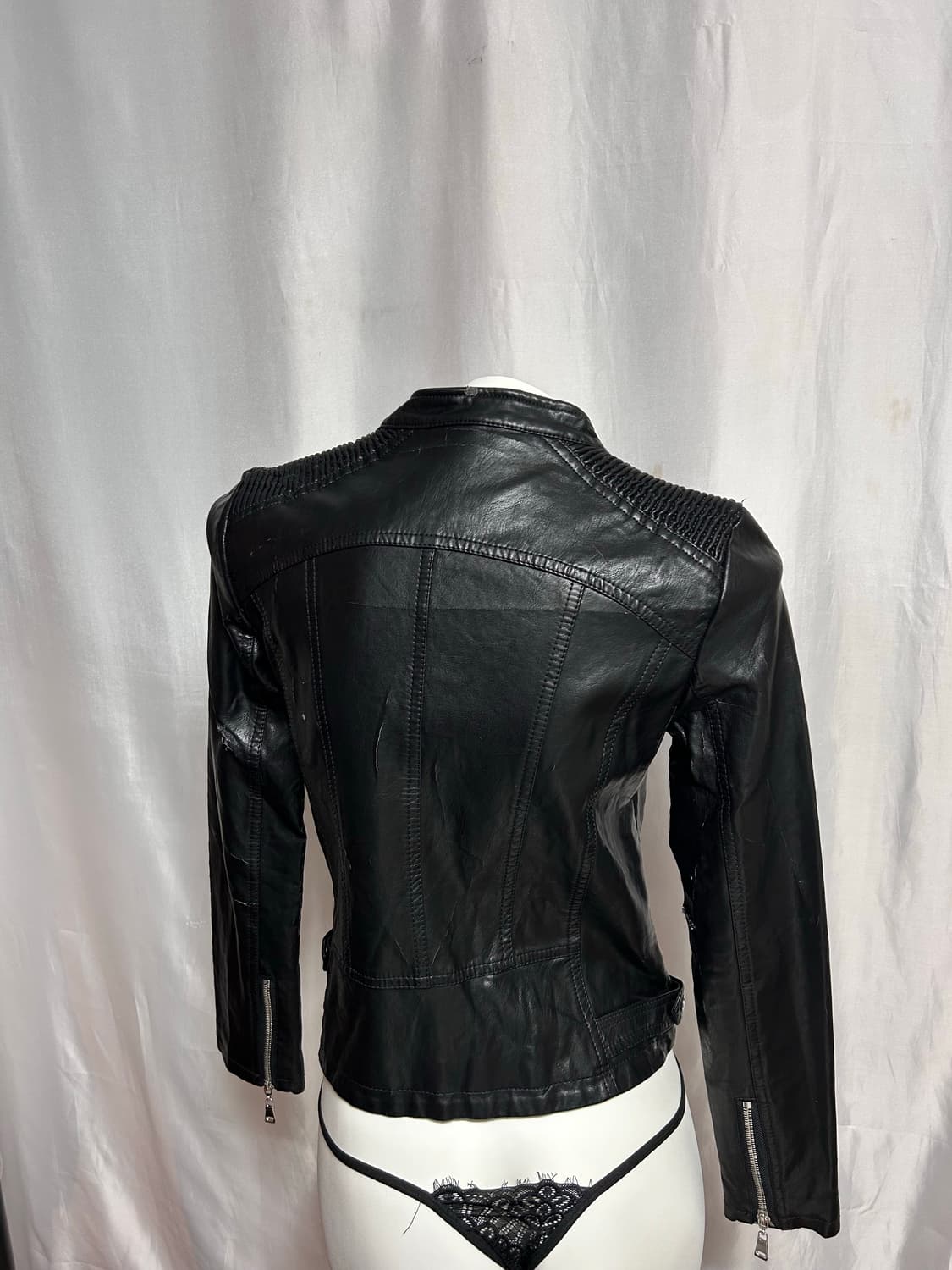 zipper detailed black rider jacket 상품이미지8