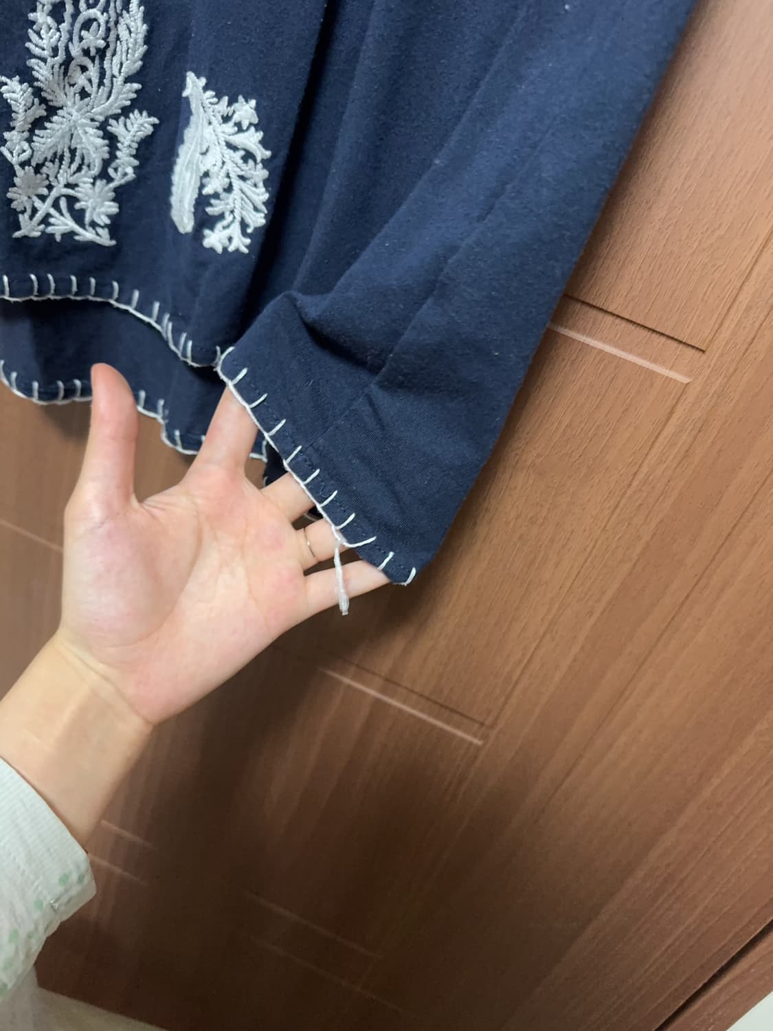 모리걸 하구미 빈티지 히피 아오이유우 네이비 멕시칸 자수 나시 원피스 상품이미지4