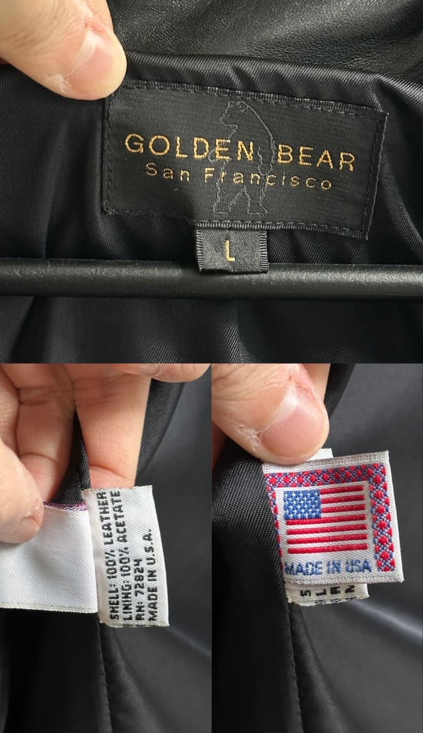 L)90‘s USA made  골든베어 레더 코트 오버사이즈 코트 카코트 상품이미지9