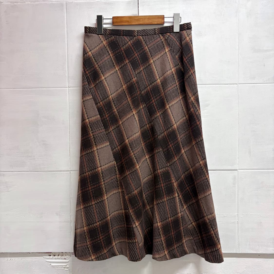 브라운 사선 체크 페어리 모리 롱 스커트 JPN 상품이미지1