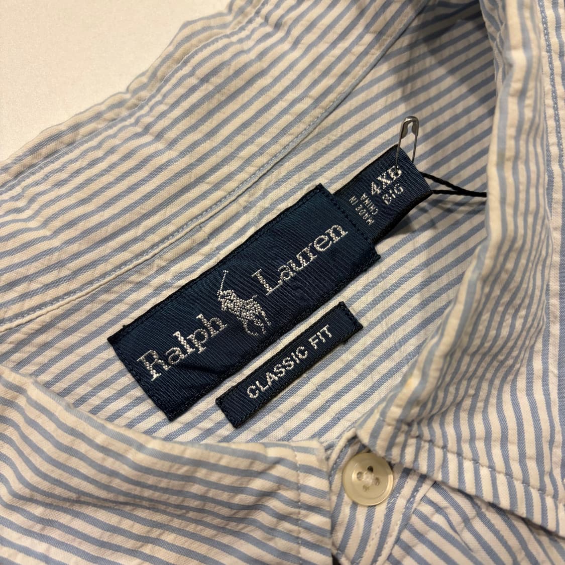 [4XB] 폴로 랄프로렌 시어서커 빅사이즈 스트라이프 반팔 셔츠 D438 상품이미지4