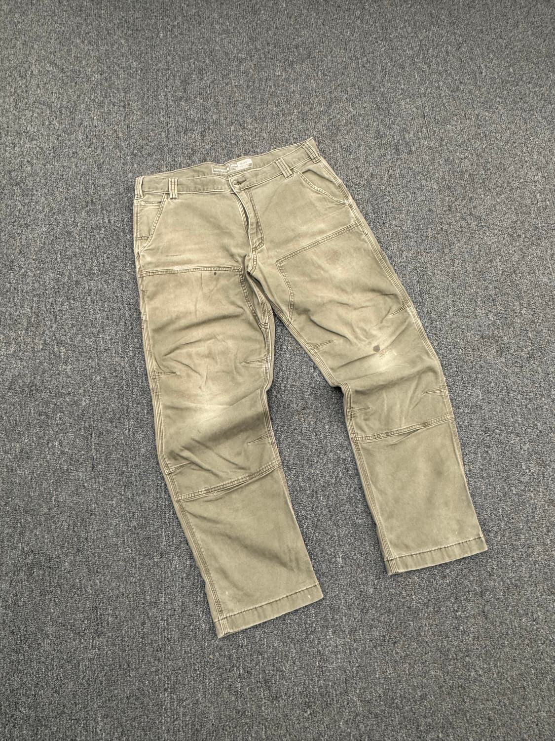 칼하트 빈티지 모스그린 더블니 워크팬츠 상품이미지1