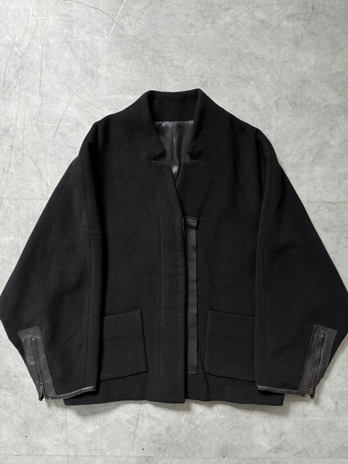 Acne Studios 아크네 블랙 울 레더 가디건 상품이미지1