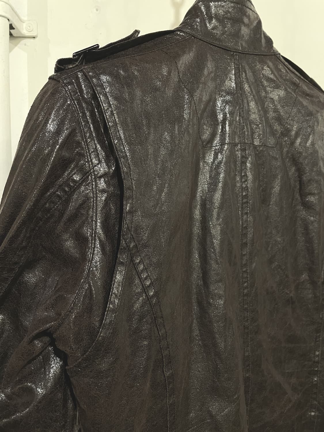 nicole club 딥브라운 글리터 페이크 레더 자켓 상품이미지5