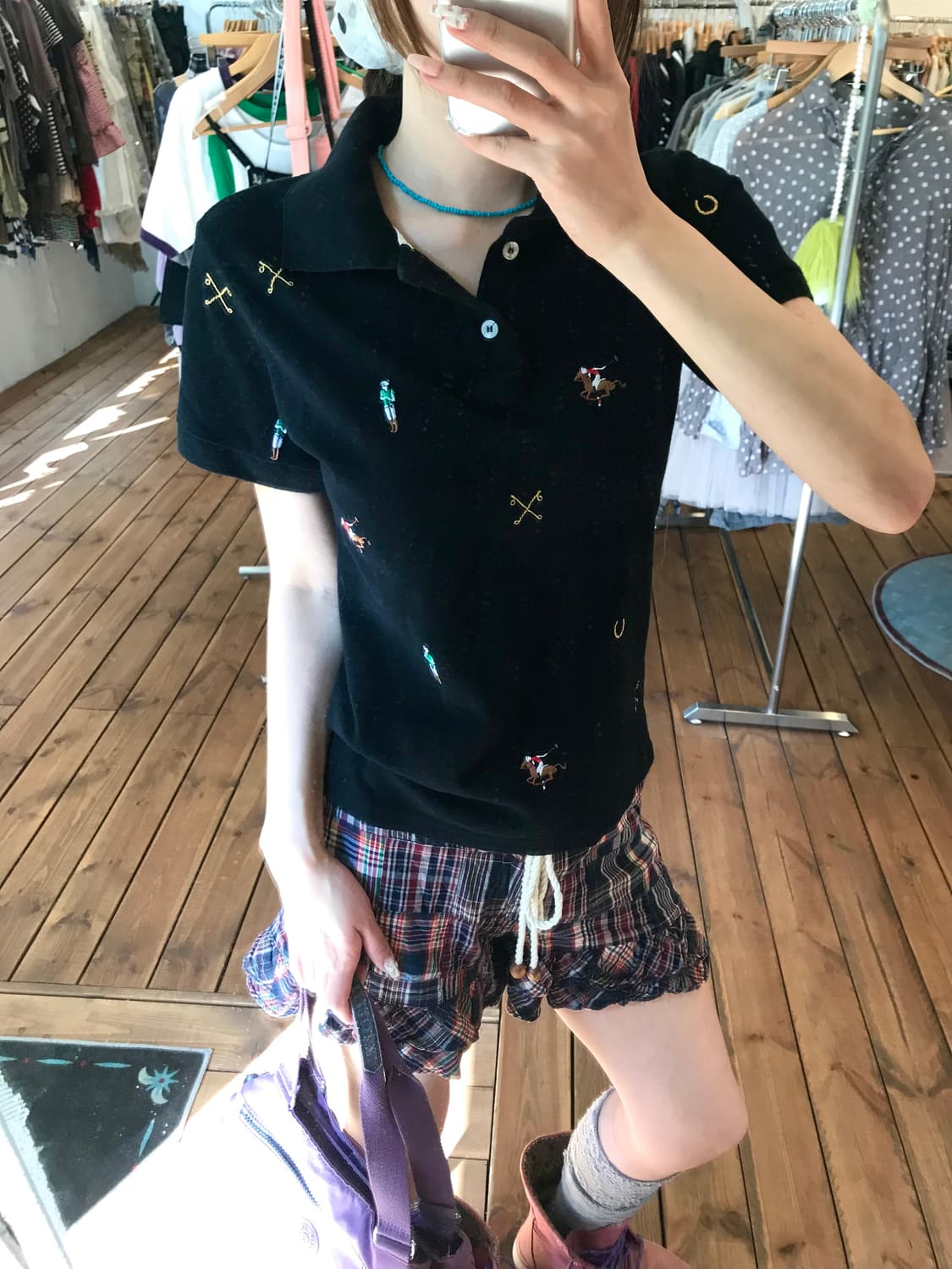 폴로 블랙 멀티 로고 카라 티셔츠 상품이미지1