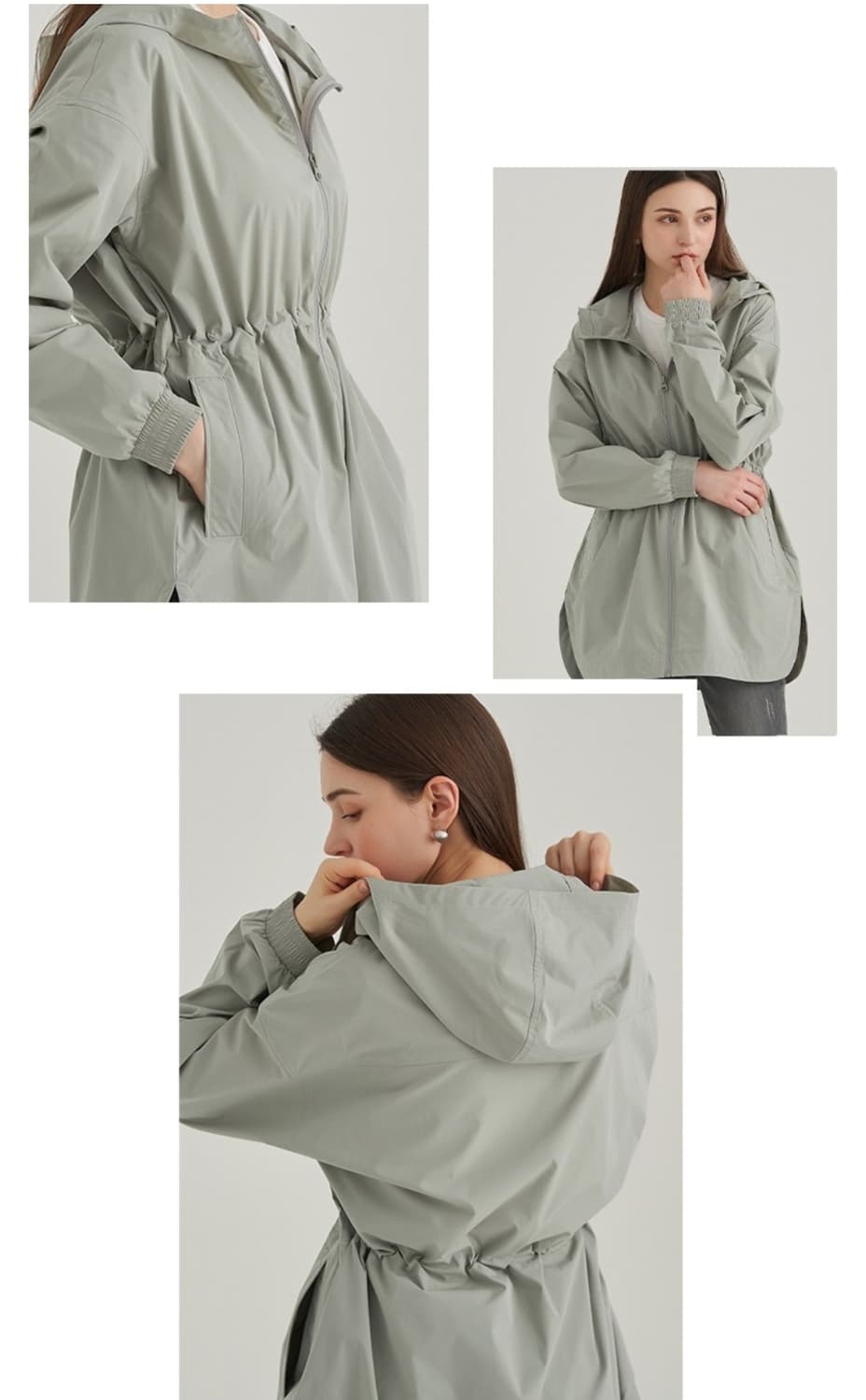 엘르 스트링 후드 롱 윈드점퍼 바람막이 자켓 상품이미지2