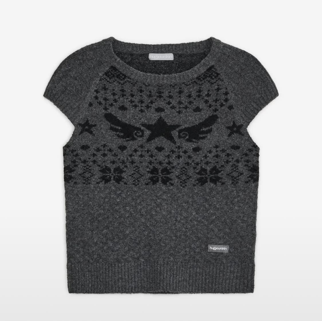 허그유어스킨 스타 윙 니트 탑 차콜 코이세이오 상품이미지1