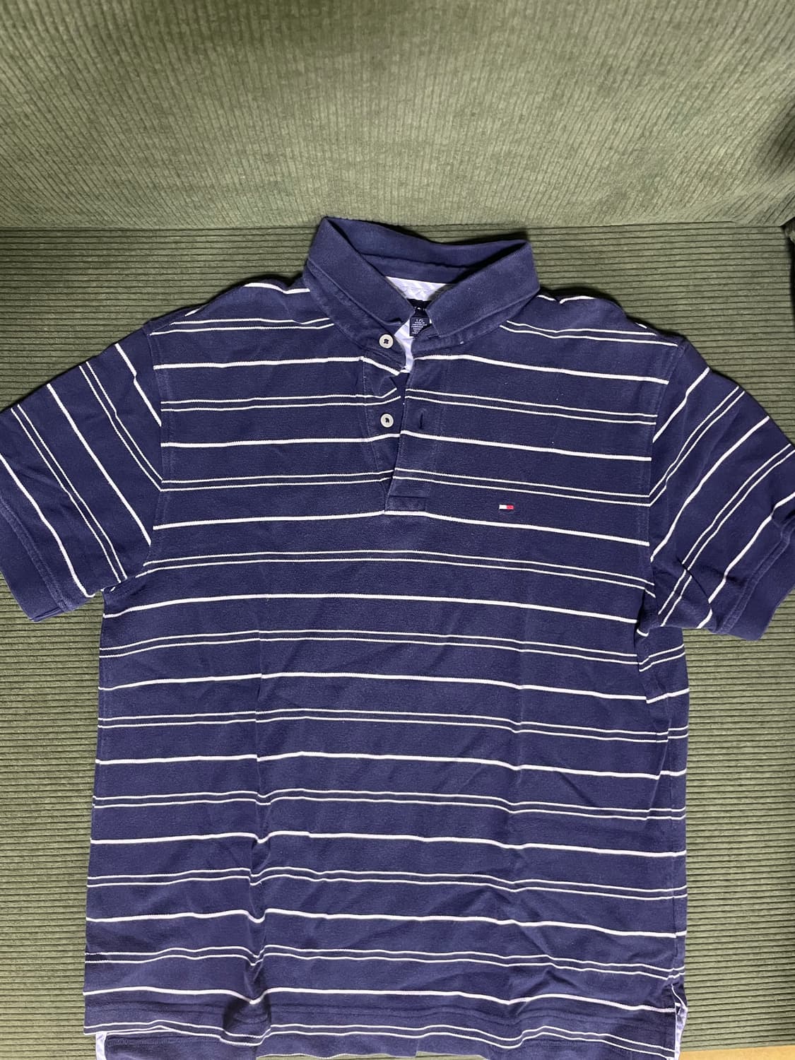 VINTAGE Tommy Hilfiger 타미힐피거 스트라이프 카라 반팔 상품이미지1