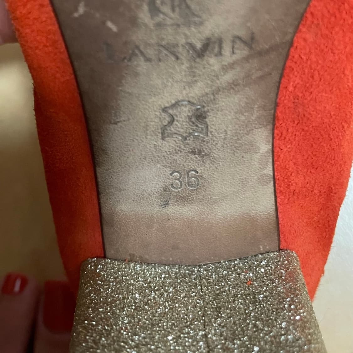 LANVIN Orange 🍊 Suede Block Heel 230 상품이미지7