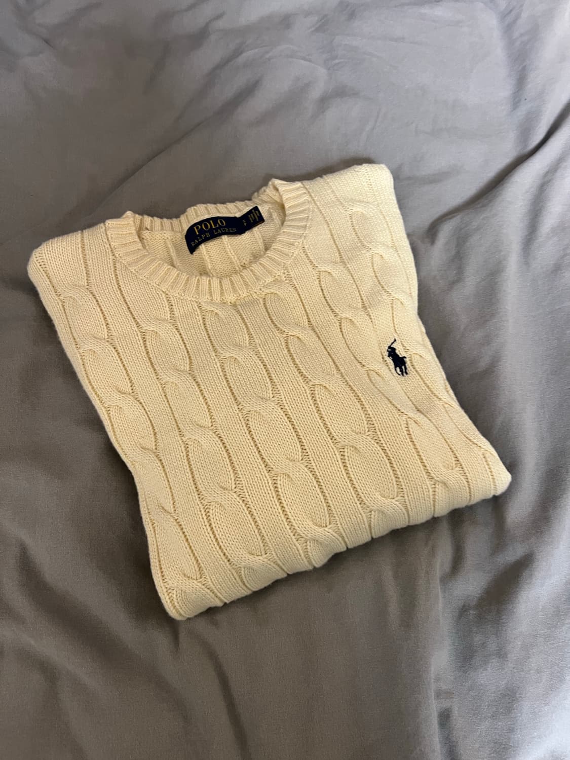 폴로 랄프로렌 케이블 꽈배기 니트 크림색 s 상품이미지1