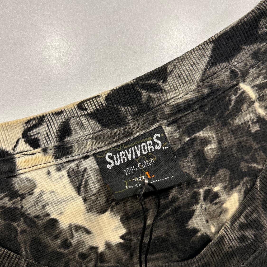 [L] SURVIVORS 빈티지 블랙 늑대/인디언 프린팅 반팔 A735 상품이미지5