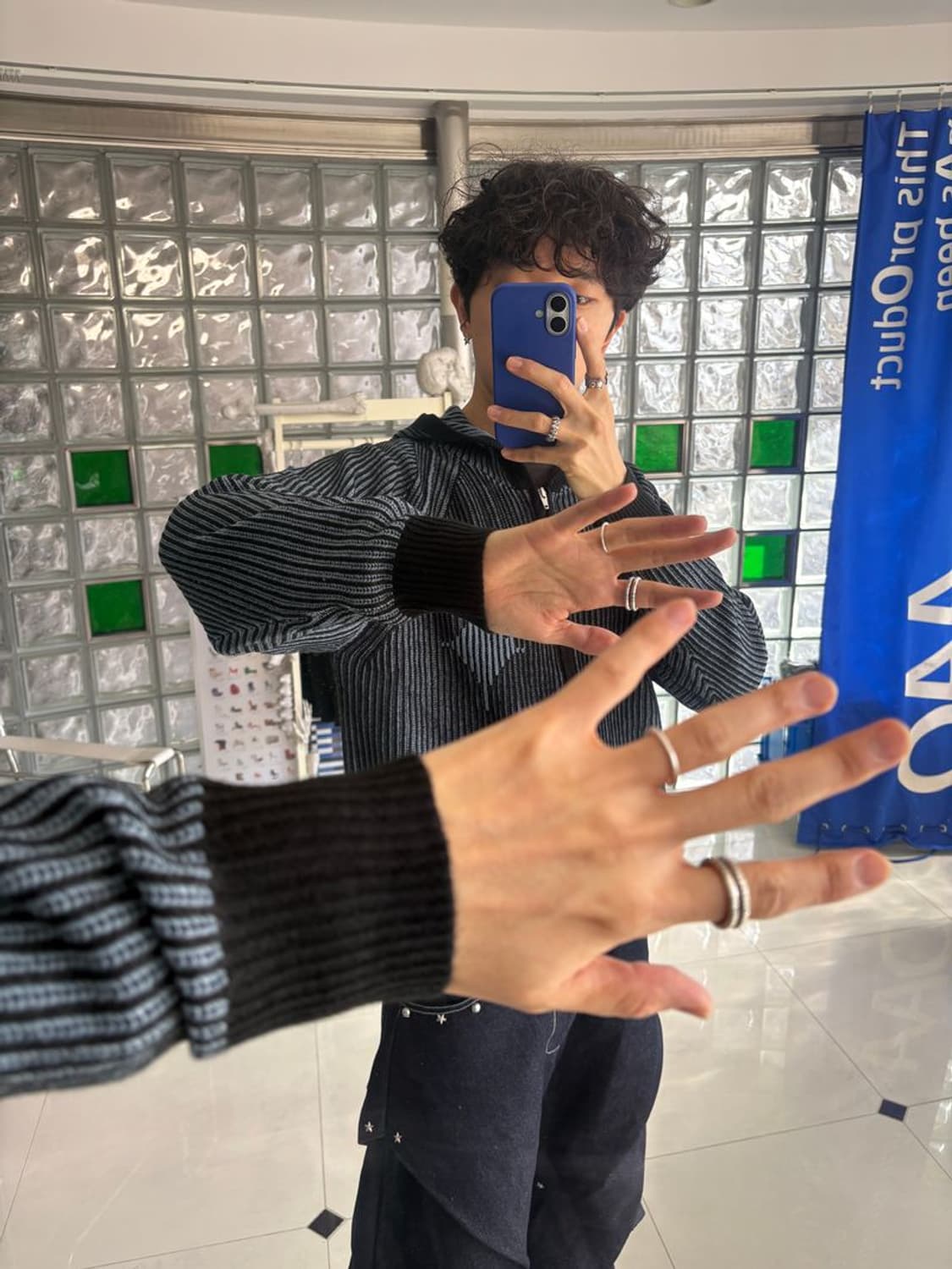 BRIGHT 밝은 모티브 플래팅 지퍼 후드티 상품이미지2