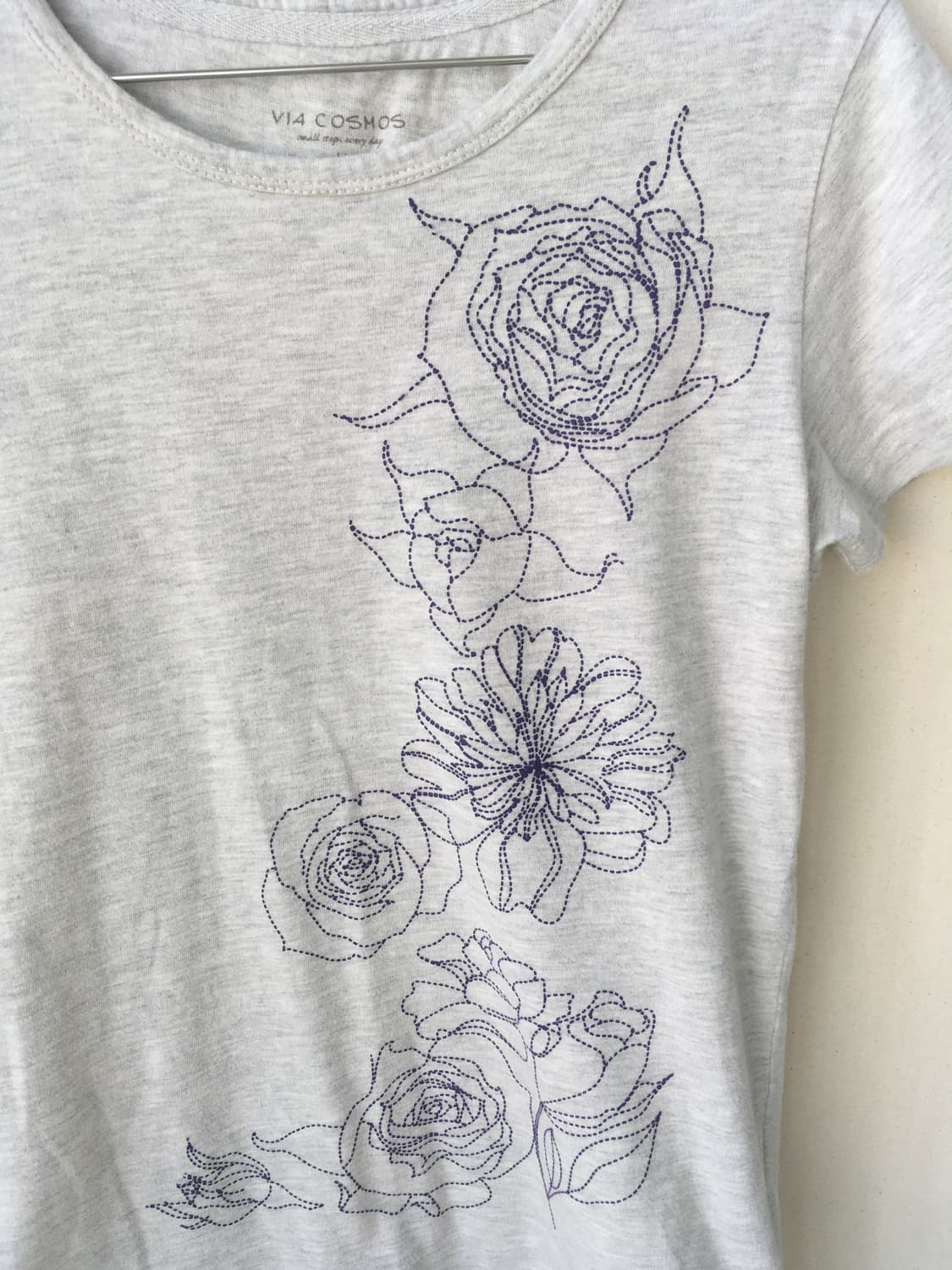 jpn vintage melange gray rose printing  상품이미지7