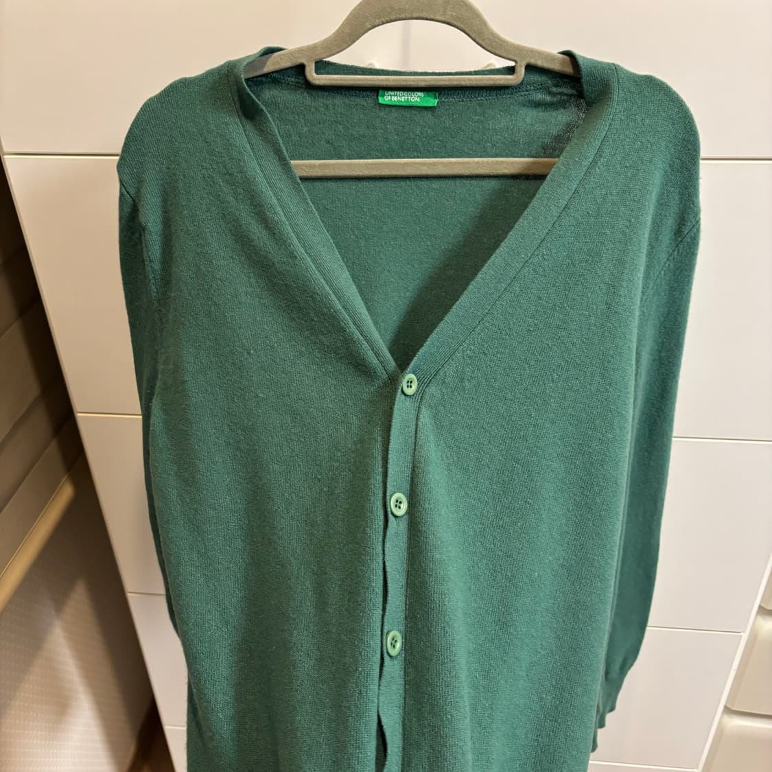베네통 라이트 그린 100% 라나 울 가디건 상품이미지4