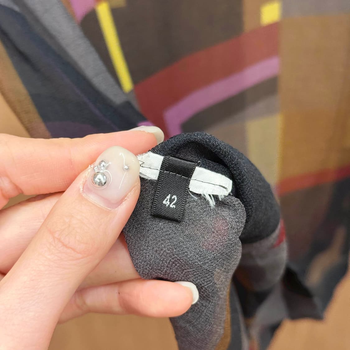 폴스미스 멀티 체크 시스루 퍼프소매 반팔 블라우스 티셔츠 상품이미지8