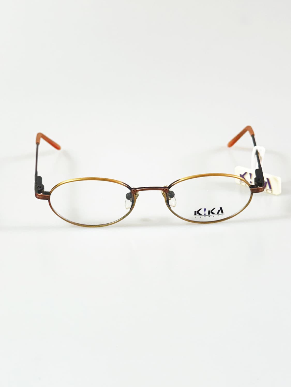90s KIKA 브라운&골드 슬림 오벌 프레임 빈티지 안경 상품이미지1