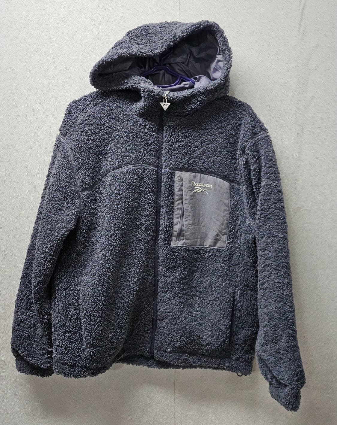 리복 플리스 후드 뽀글이 집업 L그레이 상품이미지1