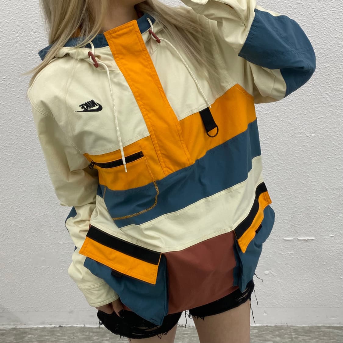 나이키 멀티배색 베이지 후드 바람막이 L 상품이미지2