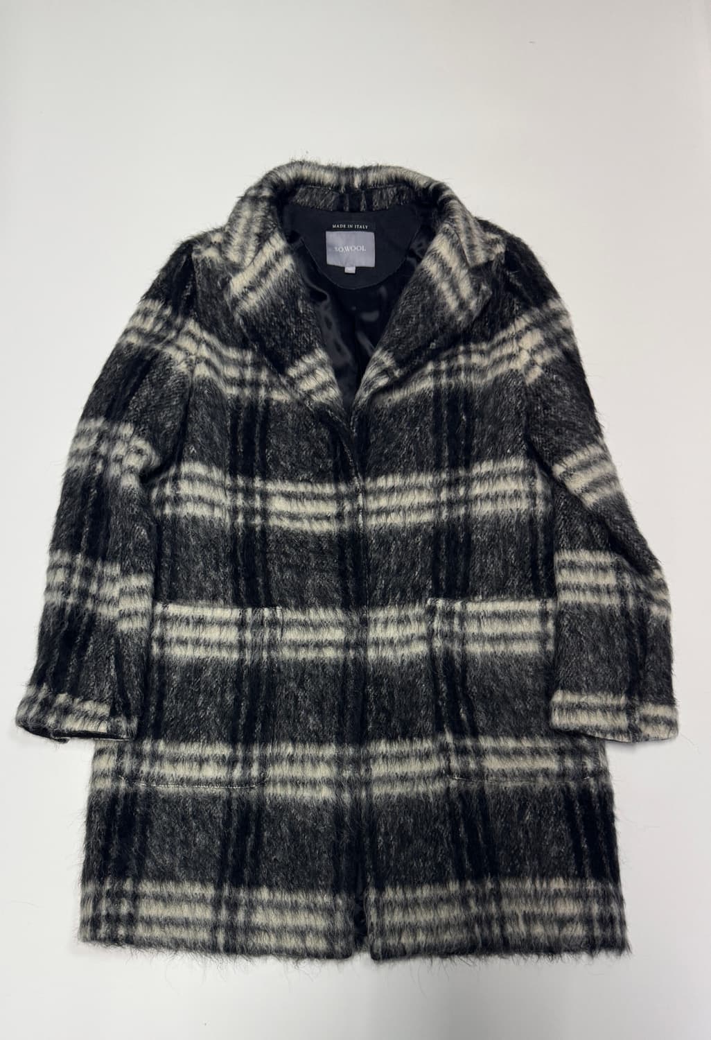 여성 쏘울 sowool 이태리 메이드 모헤어 체크 코트 상품이미지1