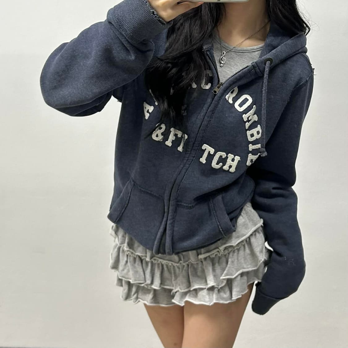 아베크롬비 y2k 네이비 스웻 후드집업 희귀져지(M) 상품이미지1